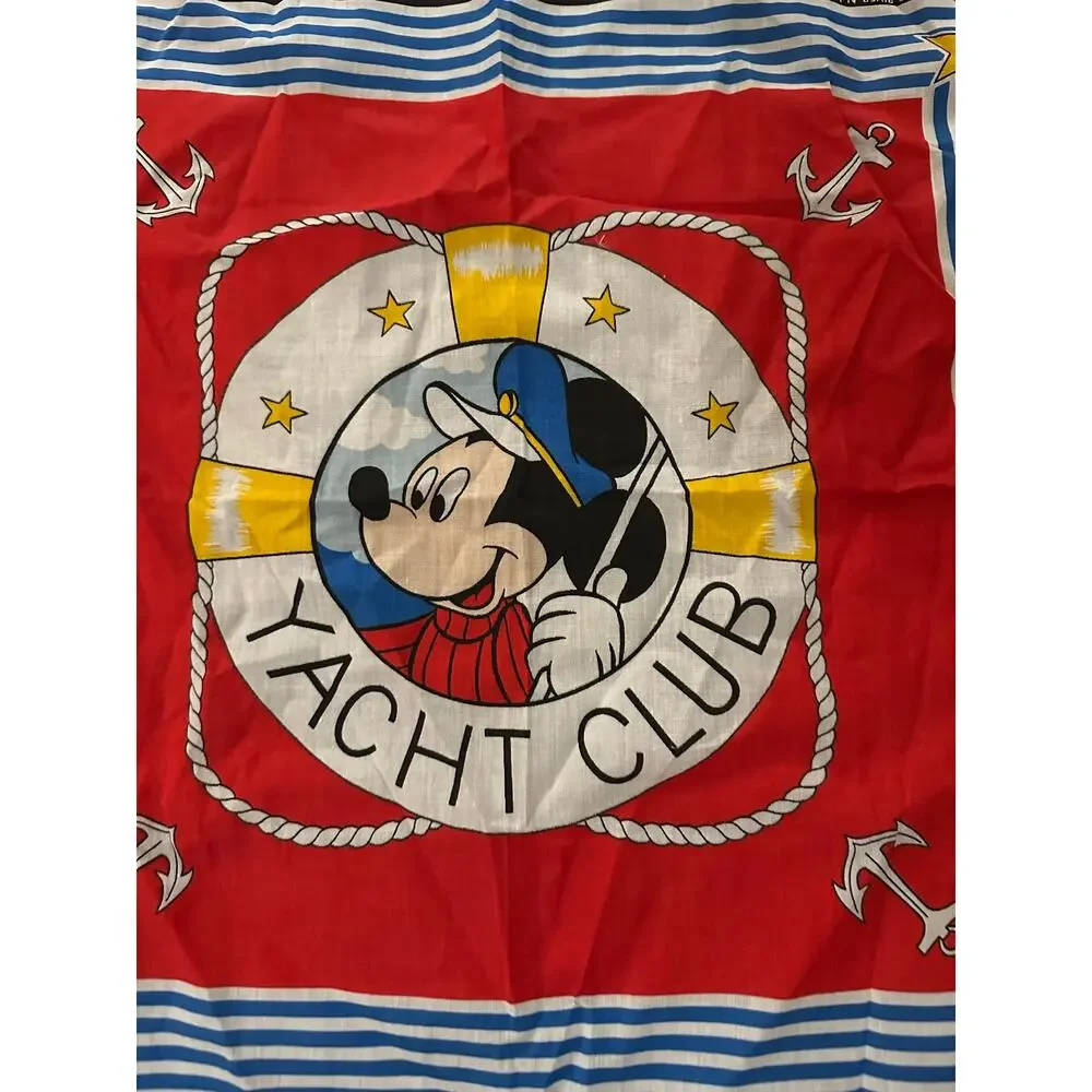 Vintage Disney Mickey Mouse Yacht Club Bandana Scarf Multi Wall Hanging Decor